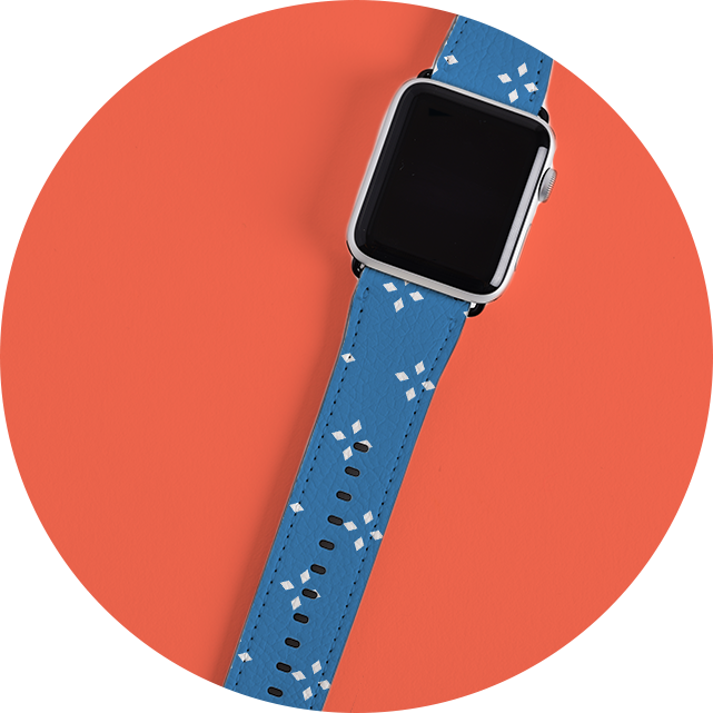 custom apple watch band on red circle background